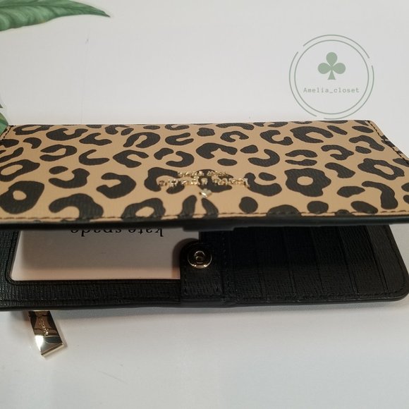 Kate Spade Darcy Leopard Cheetah Large Satchel NWT Gift Holiday Bifold Wallet - Picture 10 of 11